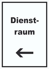 thumbnail of Dienstraum Schild mit Text und Richtungspfeil links Büro hochkant A3 (297x420mm)