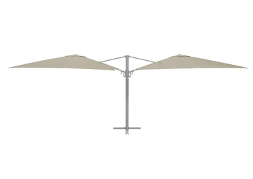 METRO PROFESSIONAL Ombrellone doppio quadrato, alluminio, 3 x 3 m, idrorepellente, beige/argento