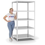 thumbnail of PROREGAL Fachbodenregal Schraubsystem | Grundregal | HxBxT 200x100x80cm | 5 Ebenen | Fachlast 350 kg | Beidseitig nutzbar | Lichtgrau