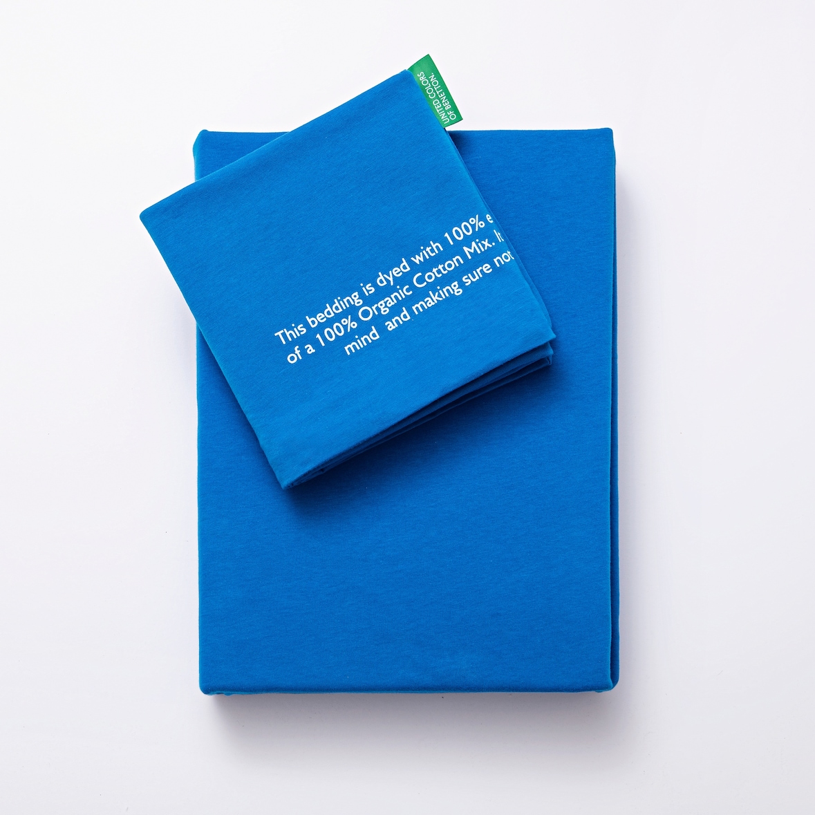 Benetton - Conjunto de cama 2Pc (capa de edredão 135X200Cm + fronha 80X80Cm) 140Gsm 100% Algodão Azul Unido em Verde Be