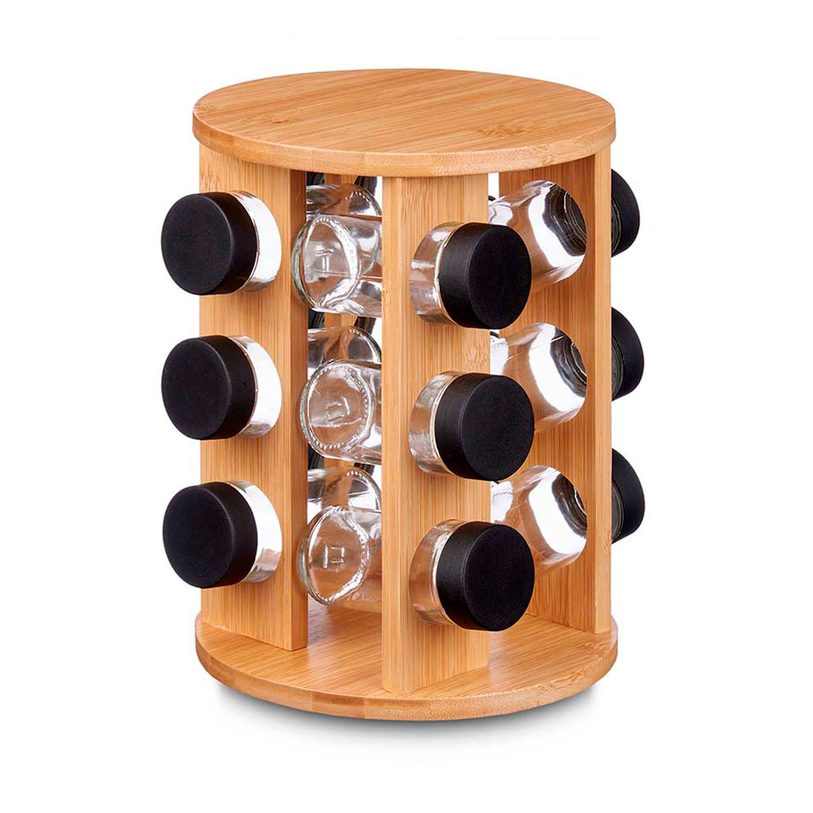 San Ignacio  KINVARA- Suporte giratório de bambu para especiarias para 12 potes 25x18cm