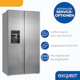 thumbnail of Exquisit Side-by-Side Kühlschrank, 513 Liter, NoFrost, Kühl-Gefrierkombination, LED, 4-Sterne-Gefrieren, Edelstahloptik, SBS5520-CF-040E inoxlook