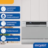 thumbnail of Exquisit Mini-Geschirrspüler, Tischspülmaschine, 55 cm breit, spülmaschine klein, Auto Türöffner, ECO-Modus, GSP5206-030D silber