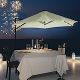 thumbnail of Outsunny Chapéu de Sol Excêntrico Ø256x248 cm com Luzes LED Solar Mastro Giratório 360° Chapéu de Sol de Exterior com Manivela Manual Bege