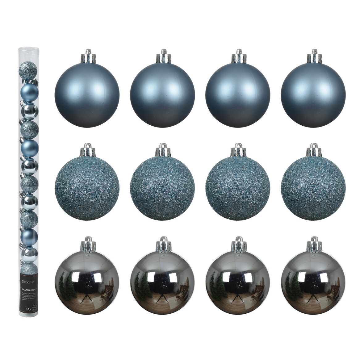 14 Weihnachtskugeln Kunststoff 3cm klein & bruchsicher Christbaumkugeln Weihnachtsbaumkugeln Christbaumschmuck Weihnachtsbaumschmuck Uni Eisblau