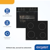 thumbnail of Exquisit Herd-Set EHE256-U-020-Set schwarz| EEK:  A | 59,0 l Garraum | Glaskeramik Kochfeld | Herd-Set 60 cm