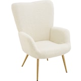thumbnail of tectake Fauteuil Hygge gestoffeerd, ergonomisch, draagkracht 150 kg - Zonder hocker, Bouclé crème/goud - 405596