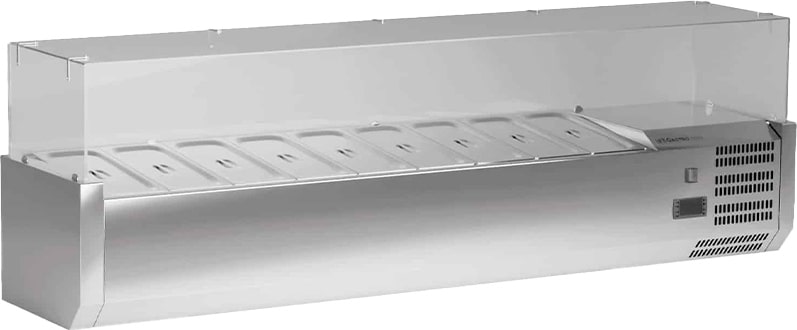 Glaskühlaufsatzvitrine - 2 m - für 1/3-GN-Behälter - IDEAL