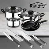 thumbnail of San Ignacio - Set de 3 sartenes + batería de cocina de 5 piezas + juego de cuchillos