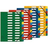 thumbnail of Exacompta - Réf. 5324E - Carton de 4 trieurs HARMONIKA - avec élastiques et fenêtres découpées   - 24 compartiments - A4  - couleurs assorties
