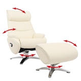 thumbnail of Relaxsessel mit Hocker HWC-K98, Fernsehsessel Sessel, Liegefunktion drehbar, Metall Echtleder/Kunstleder ~ creme-weiß