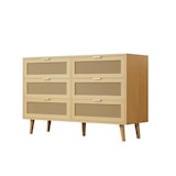 thumbnail of Kommode 120x40x76 Sideboard 6 Schubladen Stauraum Retro Schlafzimmer Büro Wohnzimmer Holz Eiche Metallgriffe modern