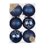 thumbnail of 6 Weihnachtskugeln Kunststoff 8cm bruchsicher & mit Glitzer Muster Christbaumkugeln Weihnachtsbaum Deko Weihnachtsbaumkugeln Christbaumschmuck Blau