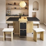 thumbnail of Essgruppe Esstischset mit 4 Stühlen klappbar ausziehbar Weiß+Schwarz 120x80x75 cm, platzsparend, multifunktional für Essen und Homeoffice