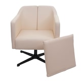 thumbnail of Lounge-Sessel HWC-H93b, Sessel Cocktailsessel Relaxsessel mit Fußkreuz, drehbar ~ Kunstleder creme-beige