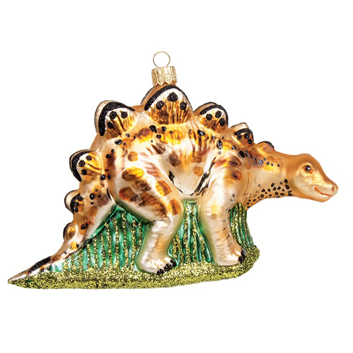 Christbaumschmuck Glas 10cm Dinosaurier Figur Mundgeblasen & Handbemalt Weihnachtsbaum Anhänger Weihnachten Weihnachtsbaumschmuck Dino Beige