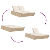 thumbnail of vidaXL Doppel-Sonnenliege mit Auflagen Beige Poly Rattan