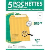 thumbnail of Clairefontaine 125x Versandtaschen haftklebend Kraft 260x330mm/B4 90g - Braun 7954C