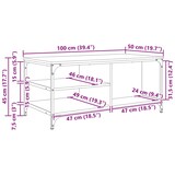 thumbnail of vidaXL Couchtisch Artisan-Eiche 100 x 50 x 45 cm Holzwerkstoff