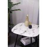 thumbnail of Möbilia Mesa de centro quadrada | 1 prateleira | Mármore de placa de vidro parece branco | Estrutura metálica preta | L55xP55xA55 cm