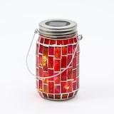 thumbnail of LED Solar Glas Einmachglas mit Mosaik Tischleuchte mit Henkel Lichtsensor rot