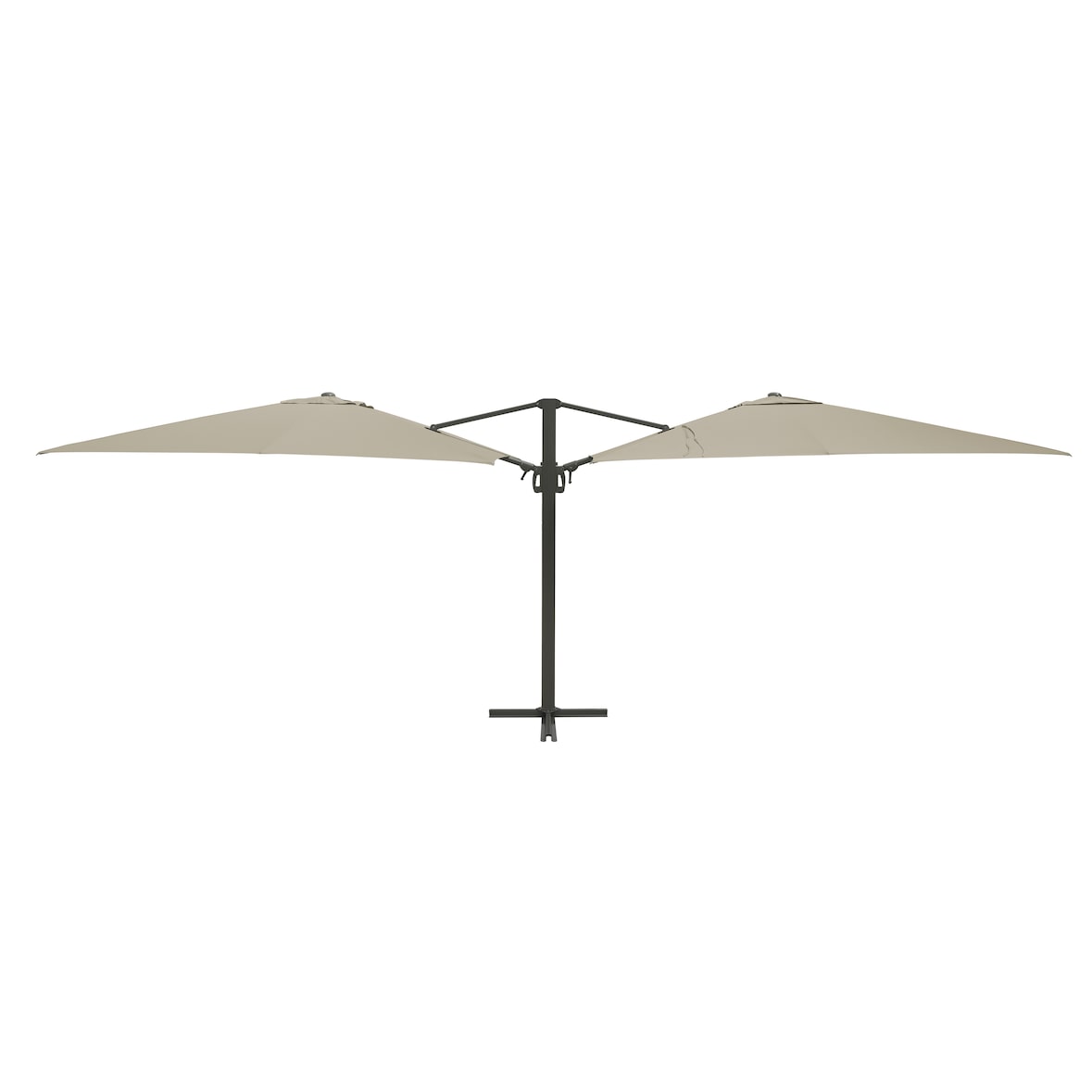 METRO PROFESSIONAL Sombrilla doble cuadrada, aluminio, 3 x 3 m, repelente al agua, beige/gris