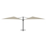 thumbnail of METRO PROFESSIONAL Sombrilla doble cuadrada, aluminio, 3 x 3 m, repelente al agua, beige/gris
