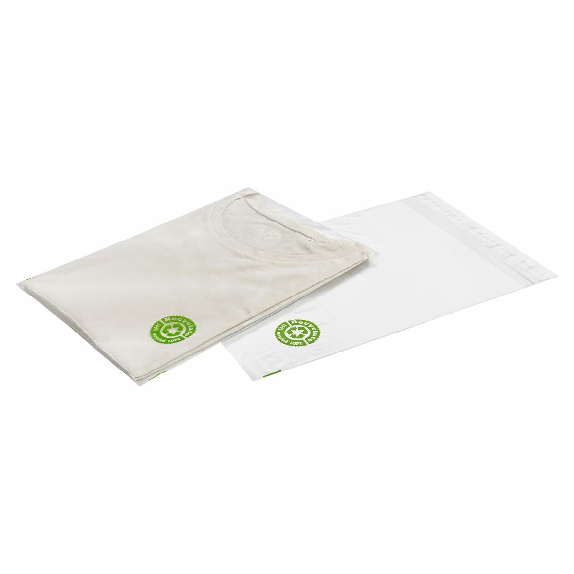 100x Adhäsionsverschlussbeutel mit Klappe aus Recyclat rLDPE 225x310mm 40my