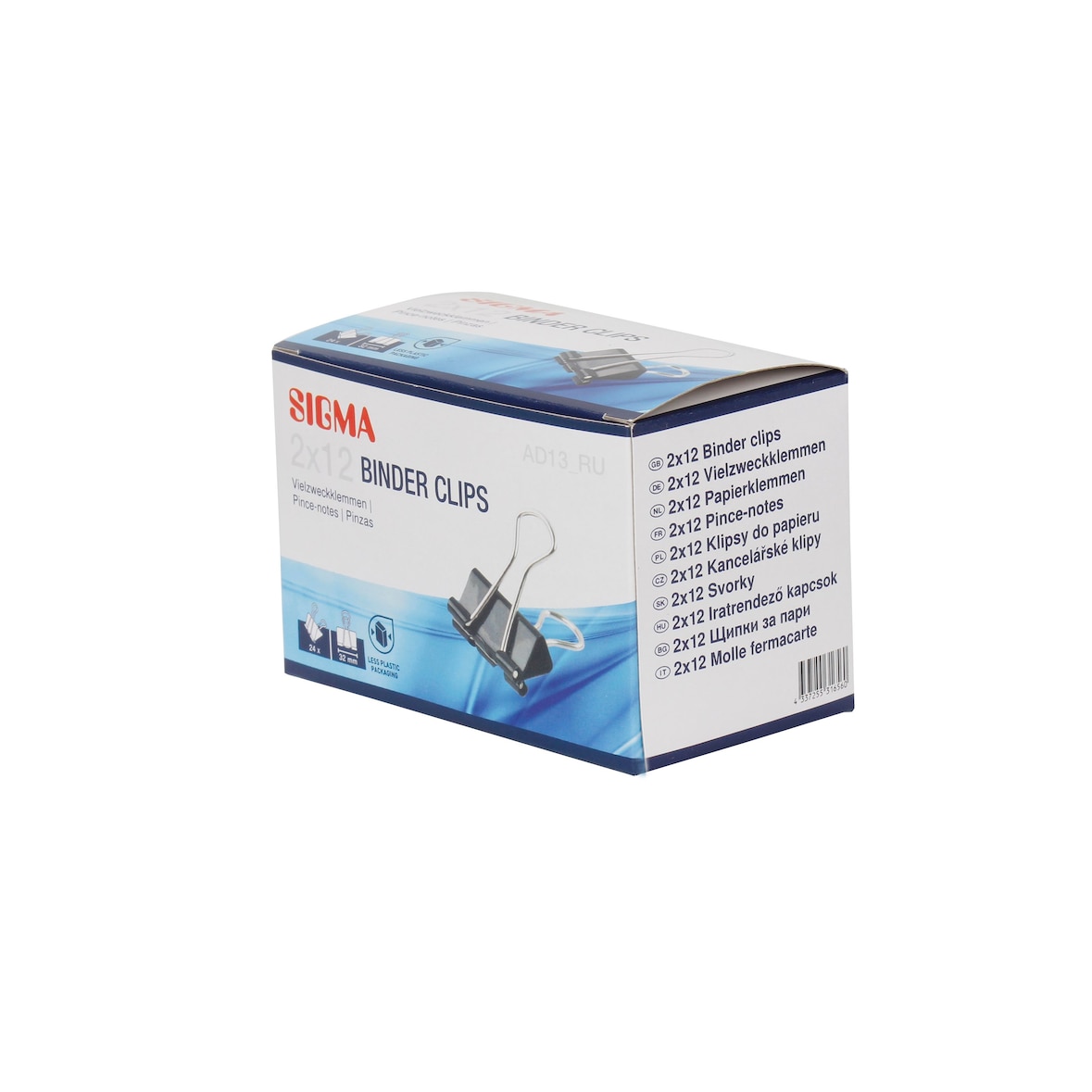 SIGMA Papierklemmen, metaal, 32 mm, zwart, 24 stuks (2 x 12 stuks)