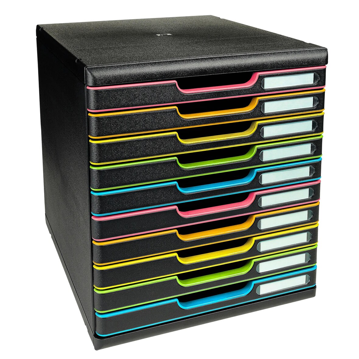 Exacompta 302914D 1x MODULO modulaire ladenbox met 10 gesloten laden voor documenten A4+, Black Office, zwart-zwart-harlekijn