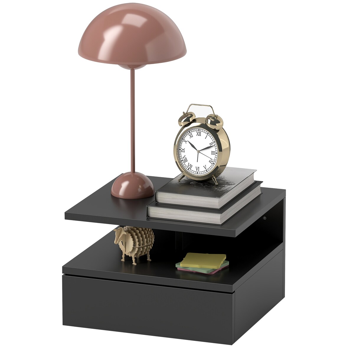 HOMCOM Comodino Sospeso Moderno per Camera da Letto, Nero