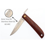 thumbnail of Couteau de Poche Pliant MR KOTOH Acier D2 Manche Bois Rouge Premium