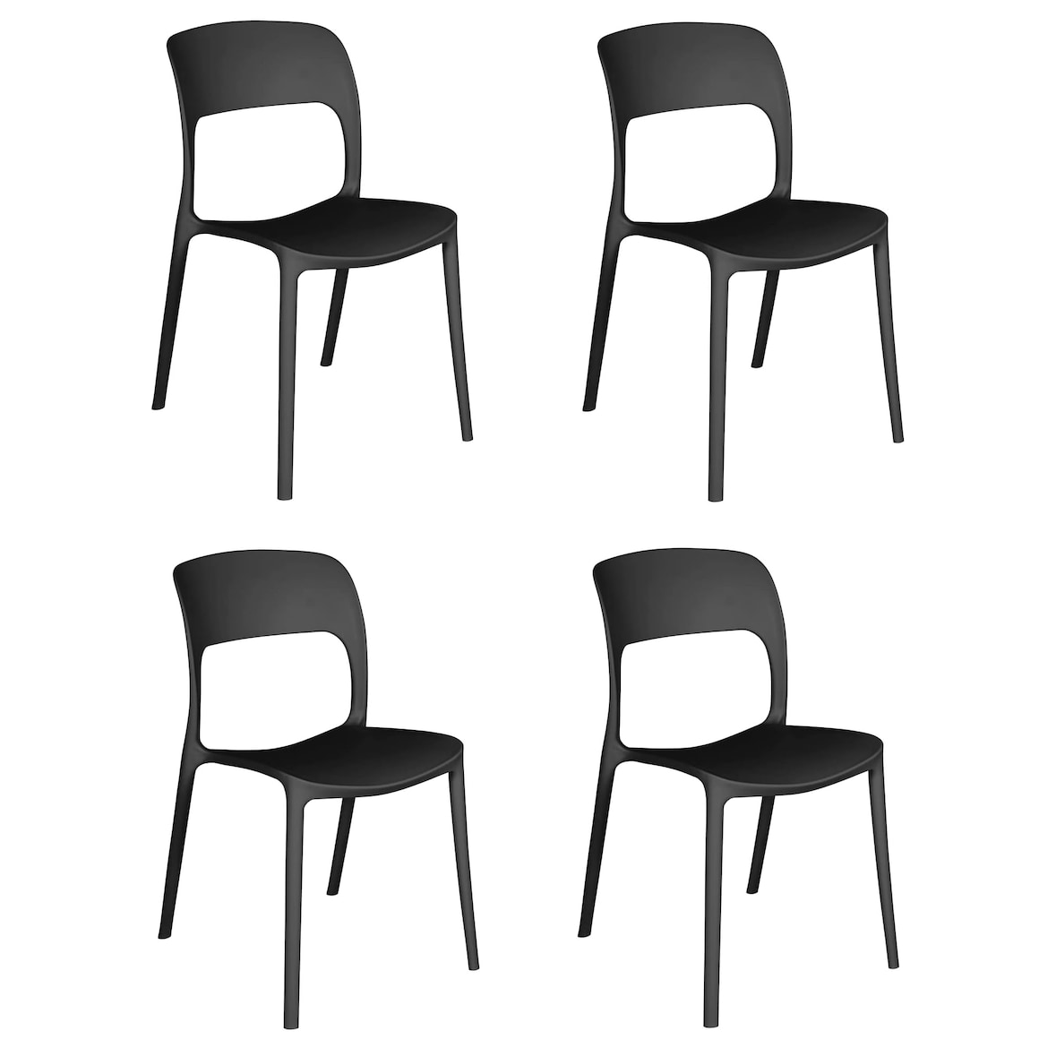 Set 4 Sedie Impilabili in polipropilene 83x56x46 cm Colore Antracite Design Moderno