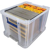 thumbnail of Bankers Box opbergdoos 36 liter, transparant met blauwe handvaten, set van 3 stuks verpakt in karton