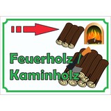 thumbnail of Werbeaufkleber Aufkleber Feuerholz mit Pfeil nach rechts A8 (52x74mm)