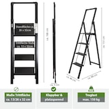 thumbnail of Alu Trittleiter 4-stufig schwarz klappbar mit Handlauf bis 150 kg Leiter