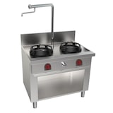 thumbnail of EURAST - Wok refrigerato con 2 fuochi a gas su supporto, 1 colonna d'acqua - 1000x700x850 mm - 35 Kw - 32107CK5