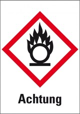thumbnail of Dreifke® Aufkleber I Gefahrensymbol Flamme über Kreis GHS 03, Achtung, Folie, 18x26mm, 30/Bogen, GHS-Verordnung