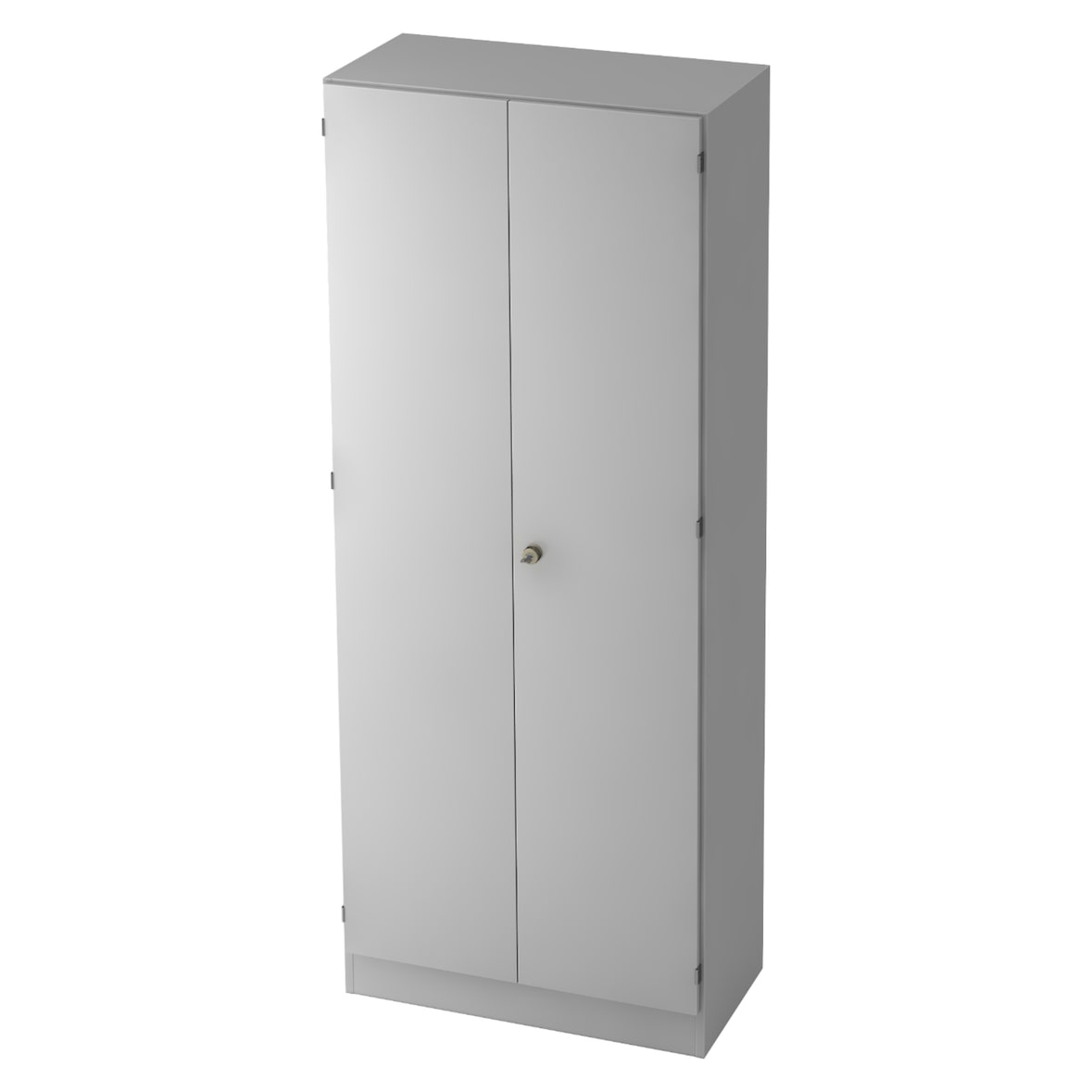 bümö office Kleiderschrank Holz abschließbar mit Spiegel, Büroschrank 80 cm breit in grau - Flur Schrank als Garderobe für Jacken, Taschen & Co. im