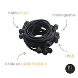 thumbnail of Guirlande guinguette extérieur IP65 10M 20 douilles E27 câble plat noir connectable professionnelle