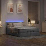 thumbnail of vidaXL Ottomane Bett mit Matratze & LEDs Hellgrau 140x190 cm Stoff