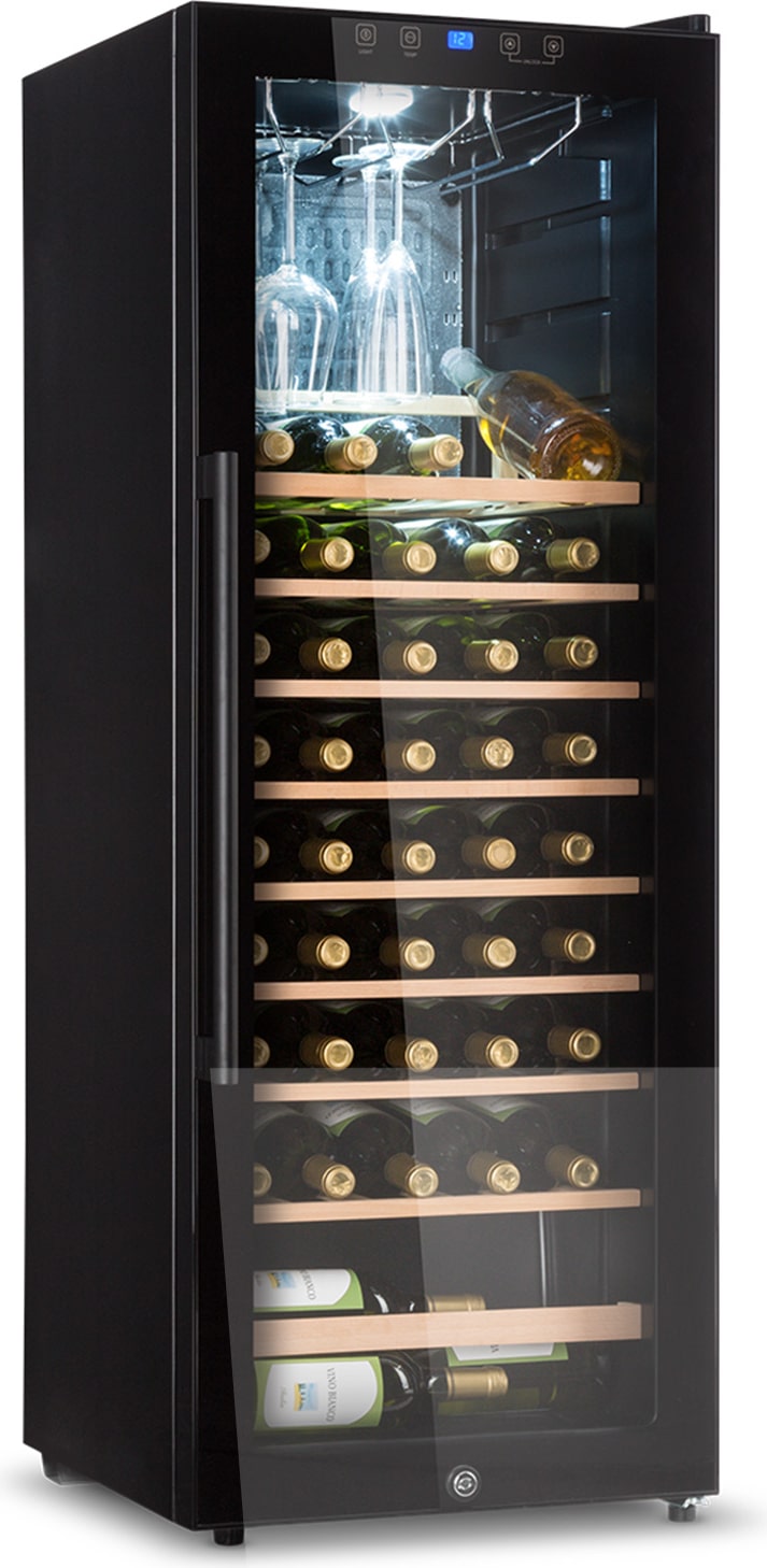 Klarstein Barossa 54 Uno Weinkühlschrank 155 L 54 Flaschen  Glastür Touch LED Schwarz