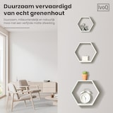 thumbnail of IvoQ Hexagon Wandregale – 3er Set – Holz – Weißes Kiefernholz – Schwebende Wandregale – Inklusive Befestigung
