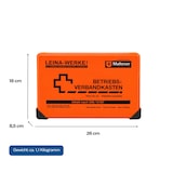 thumbnail of Leina-Werke Verbandkasten klein, orange, gefüllt mit DIN 13157, inkl. Wandhalterung