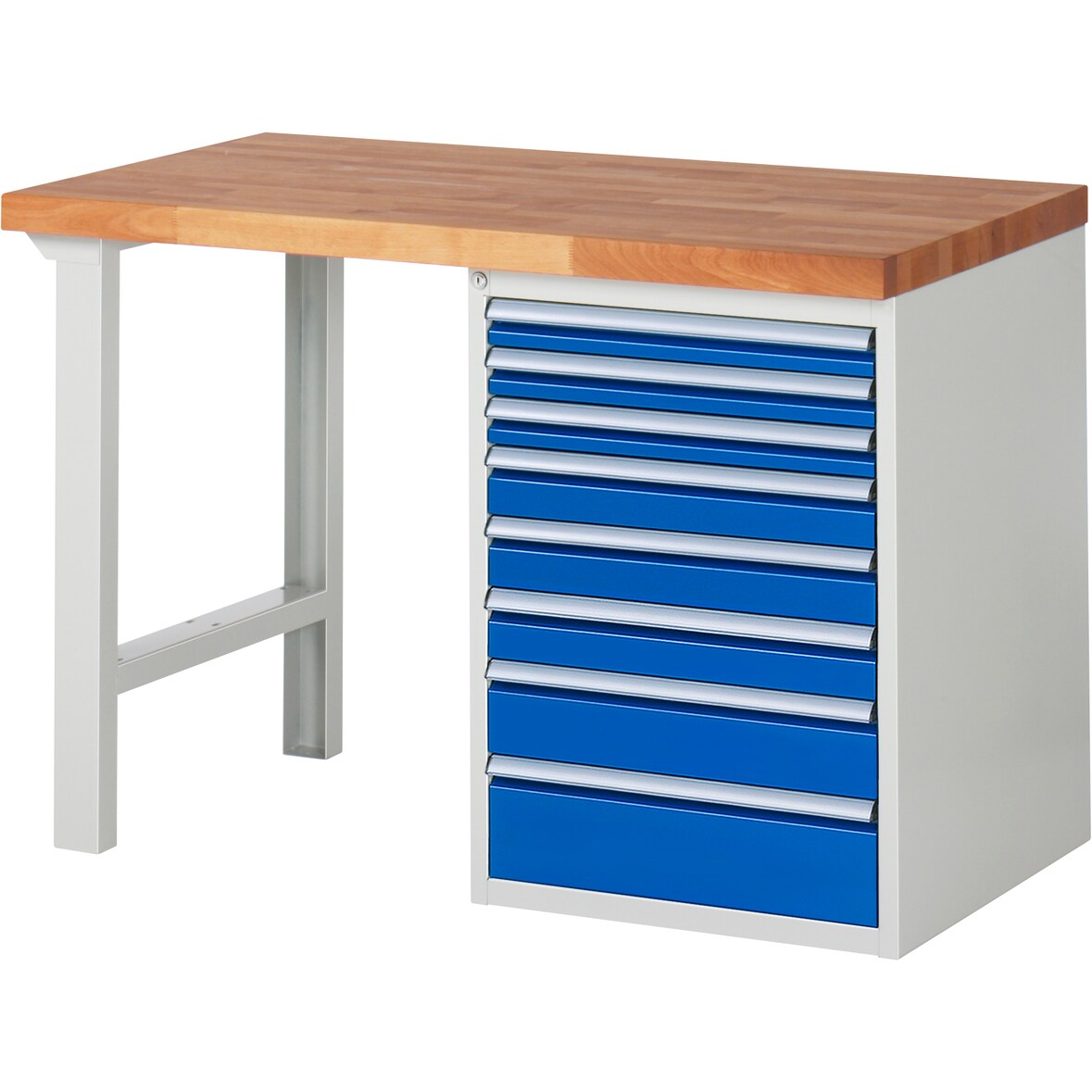 PROREGAL Werkbank Serie 7000 - Modell 7519 | HxBxT 89x125x70cm | 8x Schublade | Schubladenmaße 3x60 + 3x90 + 1x120 + 1x150mm