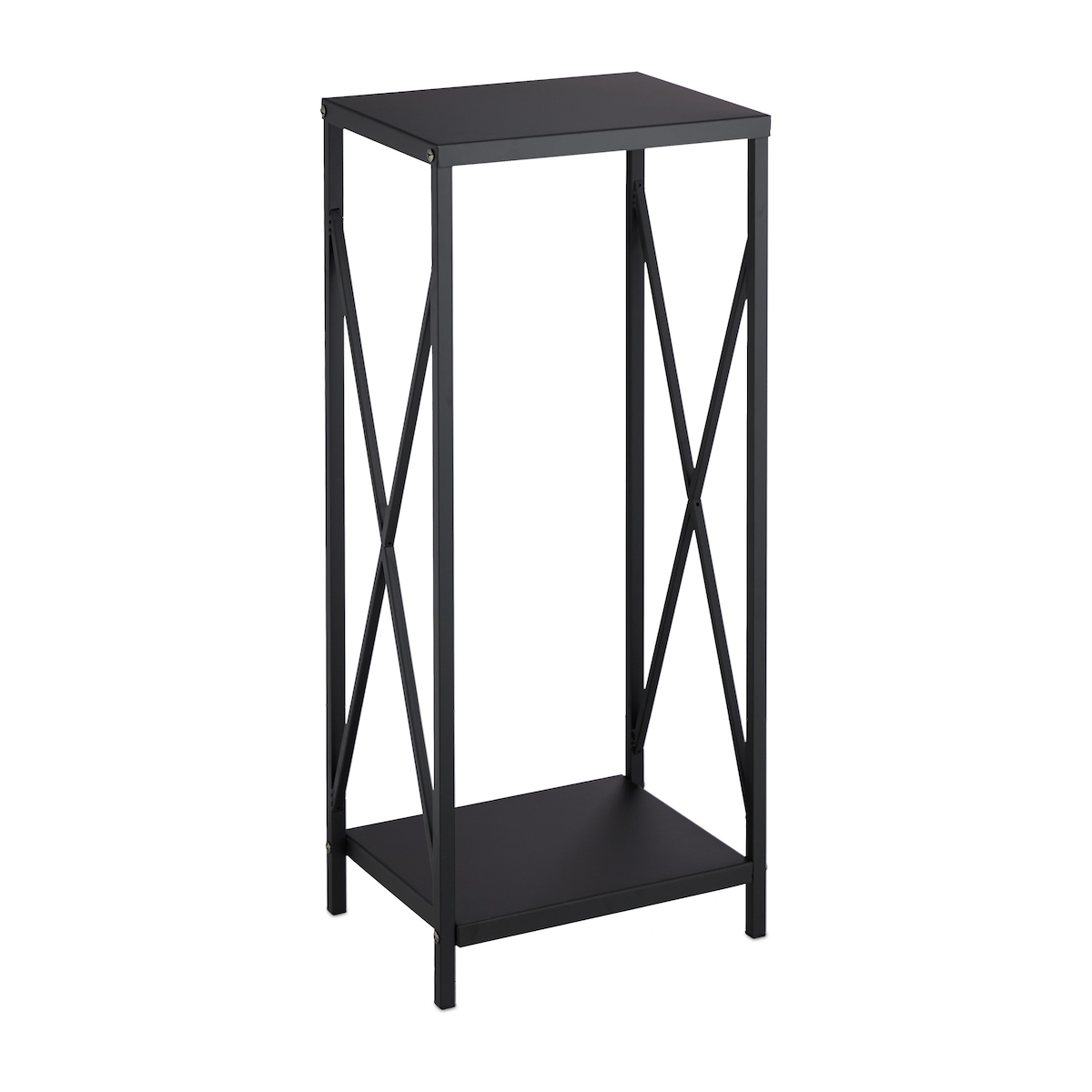 Relaxdays Kaminholzregal, Metall, HBT: 80 x 34 x 25 cm, Feuerholzregal für innen, pulverbeschichtet, Holzlager, schwarz