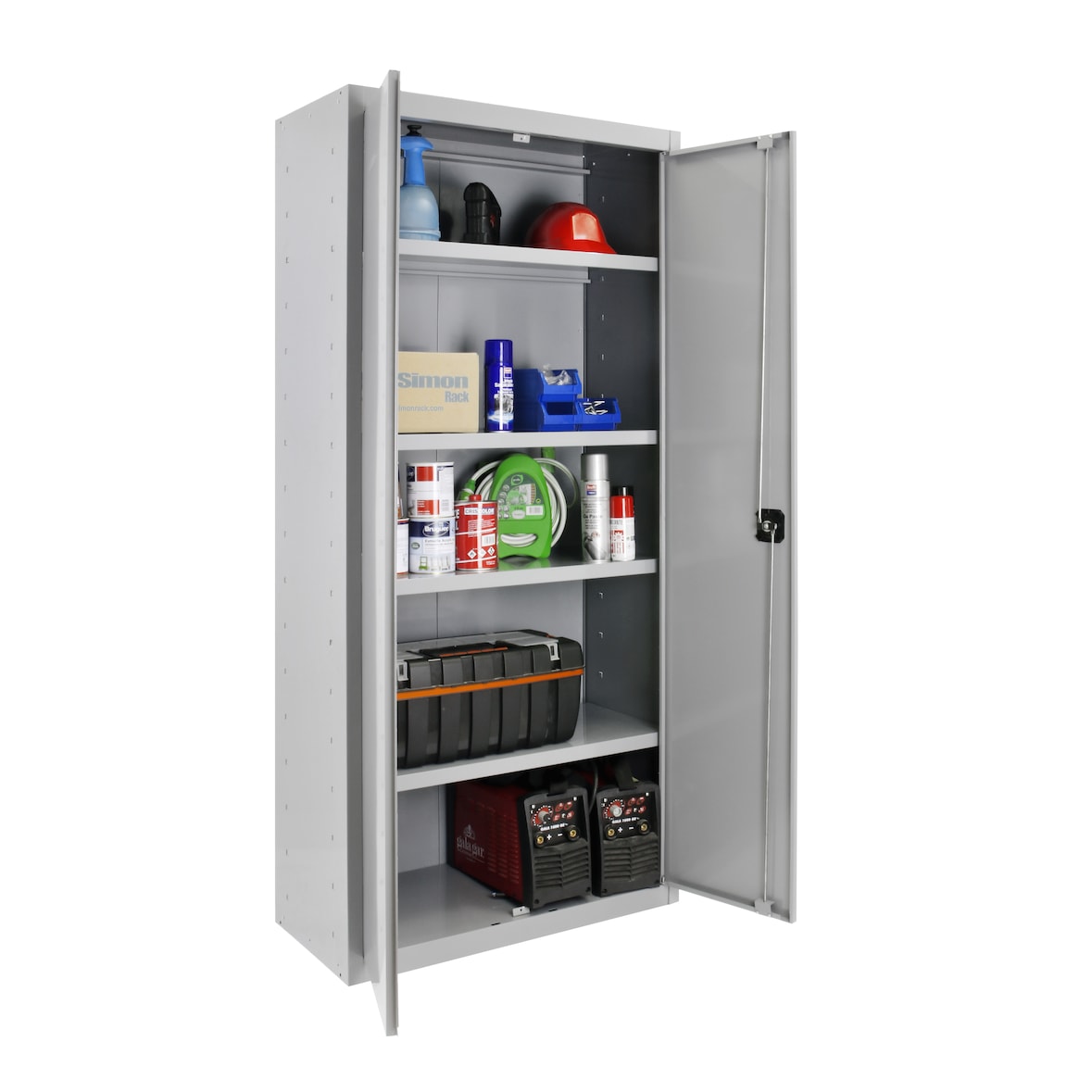 SimonRack Armadio Metallico 1800x600x400, 2 Porta, 4 Ripiani, Portata 75 kg per Ripiano, Grigio - Simonlocker