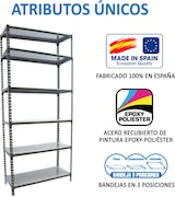 thumbnail of SimonRack Estantería Metálica, 2500x1100x400 mm, 6 Alturas, Bandeja Metal, 200 kg de Punto Flexión, Antracita/Galva - Simonclick
