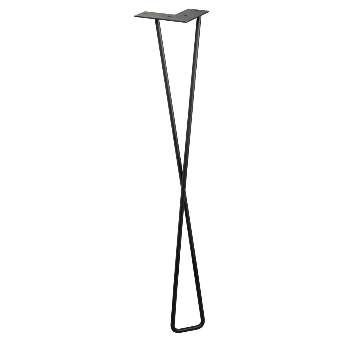 WAGNER Möbelbein HAIRPIN LEG TWIST- Retro Style - 12 x 12 x 71 cm, Stahl schwarz, Bein schräg &Anschraubplatte- 12837101