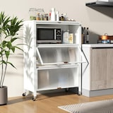 thumbnail of COSTWAY prateleira de cozinha de 4 níveis com rodas, suporte de microondas com portas de PC dobradiçadas e painel traseiro removível